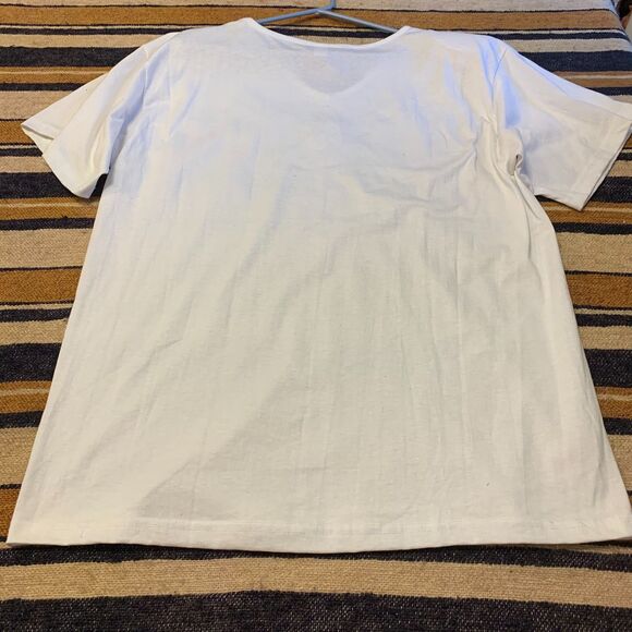 Vintage 90s T-Shirt Embellished Embroidered Bow Floral V-Neck Oversized XL - Picture 2 of 5